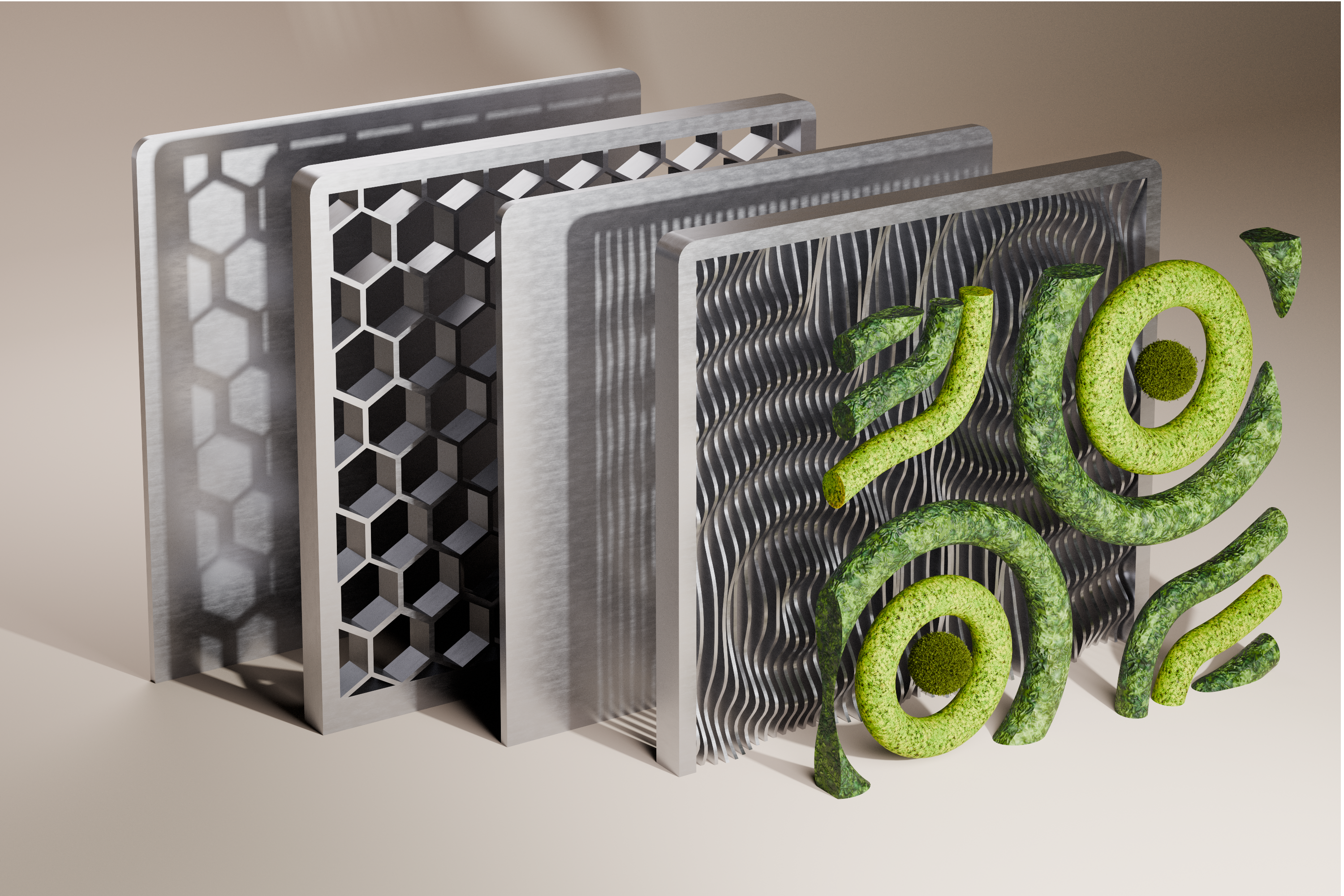 Exploded panel view — all three layers